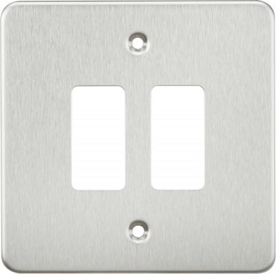 Flat plate 2G grid faceplate - brushed chrome