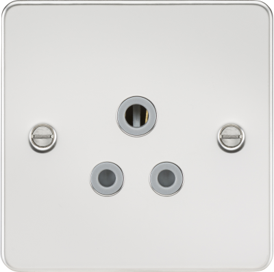 Flat plate 5A unswitched socket - polished chrome with grey insert