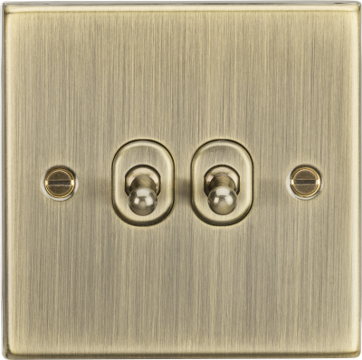 10AX 2G 2 Way Toggle Switch - Square Edge Antique Brass