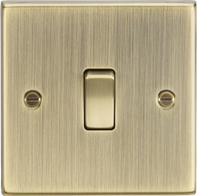 20A 1G DP Switch - Square Edge Antique Brass