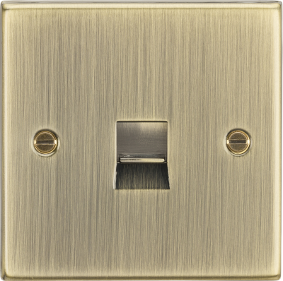 Telephone Extension Outlet - Square Edge Antique Brass