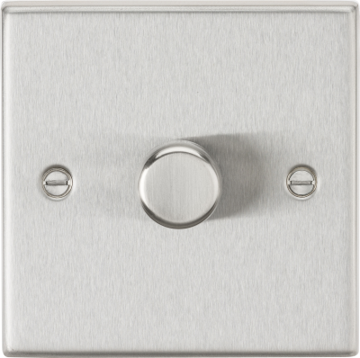 1G 2 way 10-200W (5-150W LED) trailing edge dimmer - Square Edge Brushed Chrome