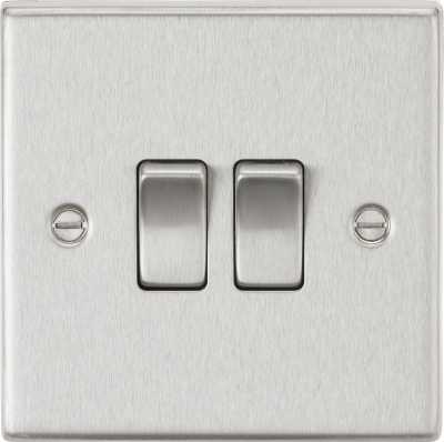 10AX 2G 2-Way Plate Switch - Square Edge Brushed Chrome