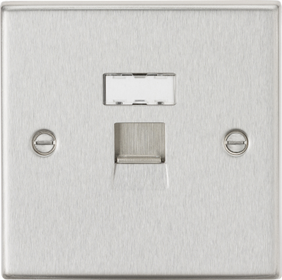 RJ45 Network Outlet - Square Edge Brushed Chrome