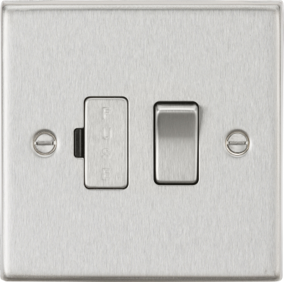 13A Switched Fused Spur Unit - Square Edge Brushed Chrome