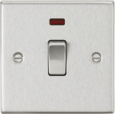 20A 1G DP Switch with Neon - Square Edge Brushed Chrome