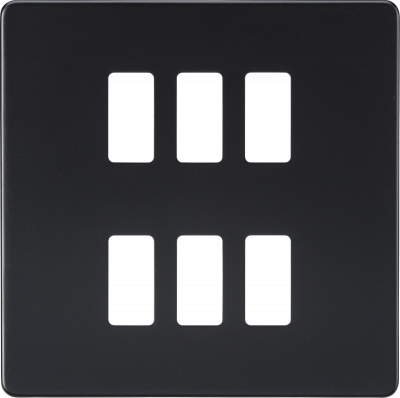 Screwless 6G grid faceplate - matt black