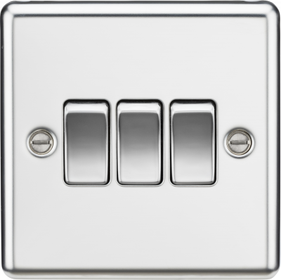 10AX 3G 2 Way Plate Switch - Rounded Edge Polished Chrome