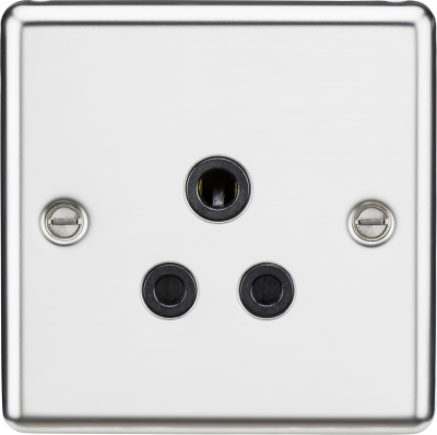 5A Unswitched Socket - Rounded Edge Polished Chrome Finish with Black Insert