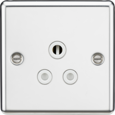 5A Unswitched Socket - Rounded Edge Polished Chrome Finish with White Insert