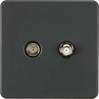 Screwless TV & SAT TV Outlet (Isolated) - Anthracite