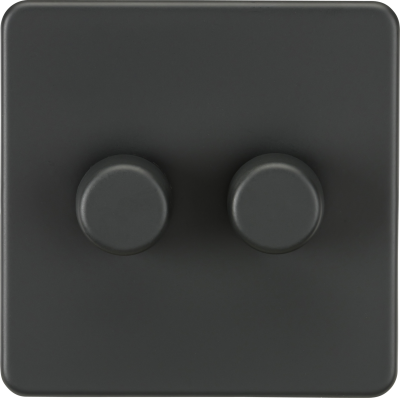 Screwless 2G 2-way 10-200W (5-150W LED) trailing edge dimmer - Anthracite