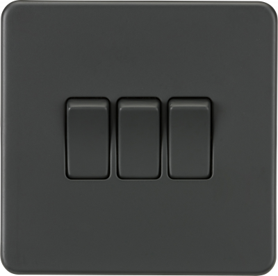 Screwless 10AX 3G 2-Way Switch - Anthracite