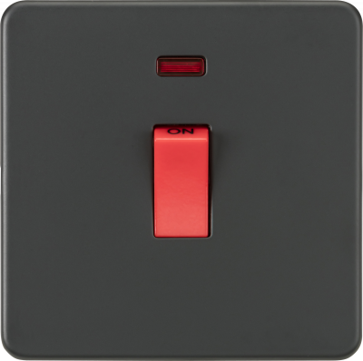 Screwless 45A 1G DP Switch with Neon - Anthracite