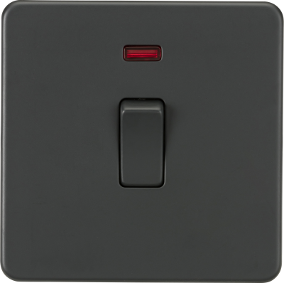 Screwless 20A 1G DP Switch with Neon - Anthracite