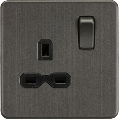 Screwless 13A 1G DP switched socket - Smoked Bronze