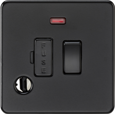 13A Switched Fused Spur with Neon and Flex Outlet - Matt Black