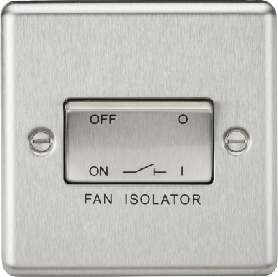 10AX 3 Pole Fan Isolator Switch - Rounded Edge Brushed Chrome