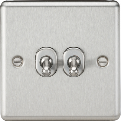 10AX 2G  2 Way Toggle Switch - Rounded Brushed Chrome Finish