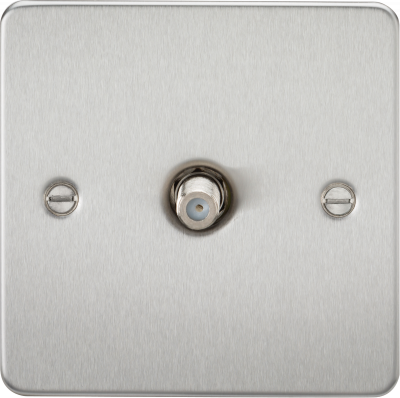 Flat Plate 1G SAT TV Outlet (non-isolated) - Brushed Chrome