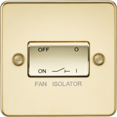 Flat Plate 10AX 3 Pole Fan Isolator Switch - Polished Brass