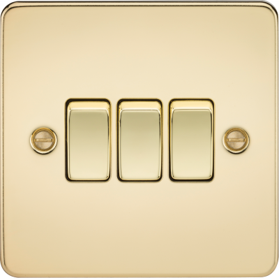 Flat Plate 10AX 3G 2-way switch - polished brass