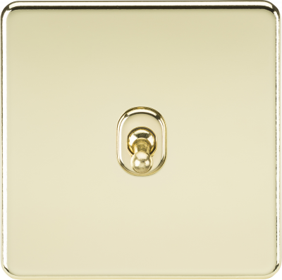 Screwless 10AX 1G Intermediate Toggle Switch - Polished Brass