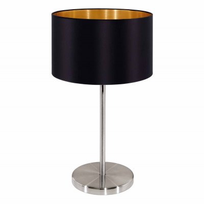 Table Light Steel Satin Nickel / Fabric Black, Gold - MASERLO