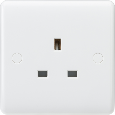 Curved Edge 13A 1G Unswitched Socket