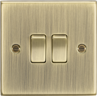 10AX 2G 2 Way Plate Switch - Square Edge Antique Brass