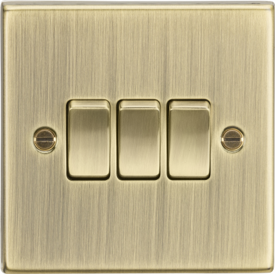 10AX 3G 2 Way Plate Switch - Square Edge Antique Brass