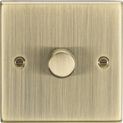 1G 2-way 10-200W (5-150W LED) trailing edge dimmer - Square Edge Antique Brass