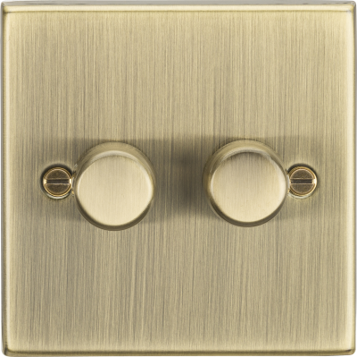 2G 2-way 10-200W (5-150W LED) trailing edge dimmer - Square Edge Antique Brass