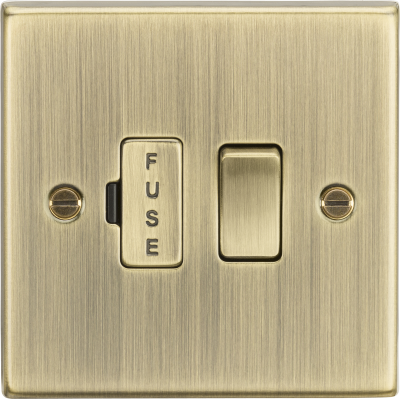 13A Switched Fused Spur Unit - Square Edge Antique Brass