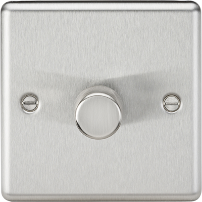 1G 2 way 10-200W (5-150W LED) trailing edge dimmer - Rounded Edge Brushed Chrome