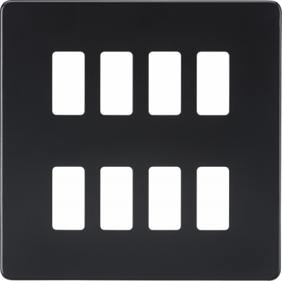 Screwless 8G grid faceplate - matt black