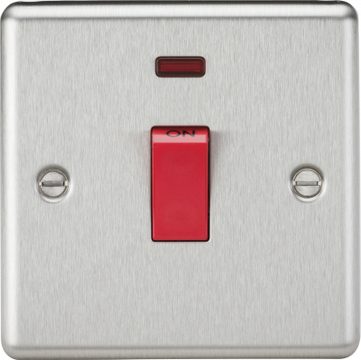 45A DP Switch with Neon (single size) - Rounded Edge Brushed Chrome