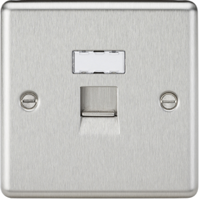 RJ45 Network Outlet - Rounded Edge Brushed Chrome