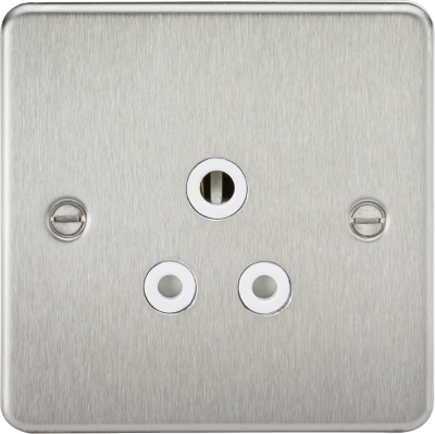 Flat Plate 5A unswitched socket - brushed chrome with white insert