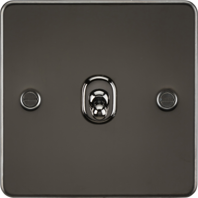 Flat Plate 10AX 1G 2 Way Toggle Switch - Gunmetal