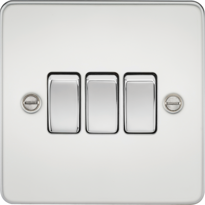 Flat Plate 10AX 3G 2-way switch - polished chrome