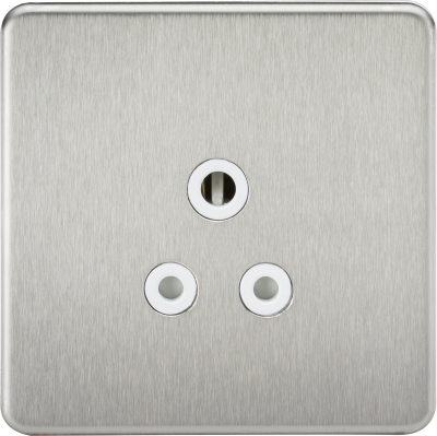 Screwless 5A Unswitched Socket - Brushed Chrome with White Insert