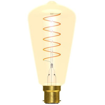 4W LED Vintage Soft Coil Vertical Filament Squirrel Cage - BC, Amber, 1800K