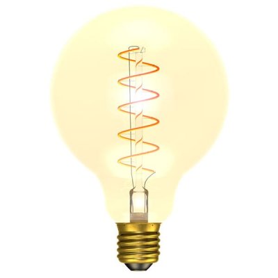 4W LED Vintage Soft Coil Vertical Filament Globe - ES, Amber, 1800K