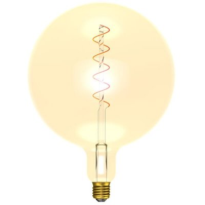 4W LED Vintage Soft Coil Vertical Filament Giant Globe - ES, Amber, 1800K