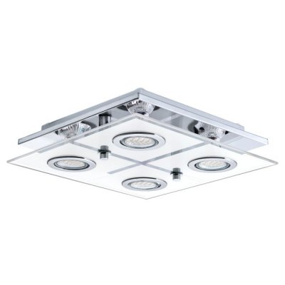 Ceiling Light Stainless Steel Chrome / Satin Glass White, Clear - CABO