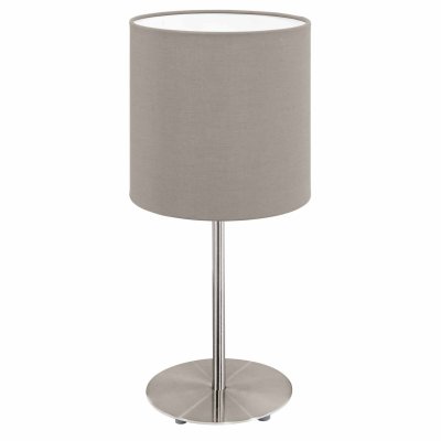 Table Light Steel Satin Nickel / Fabric Taupe - PASTERI