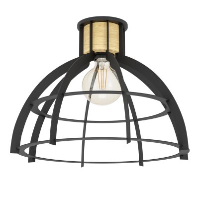 Ceiling Light Steel, Wood Black, Brown - STILLINGTON