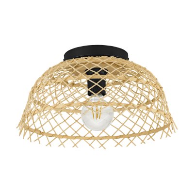 Ceiling Light Steel Black / Wood Natural - AUSNBY