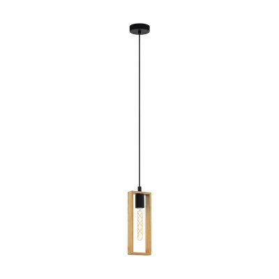 Pendant Light Steel Black / Wood Brown - LITTLETON